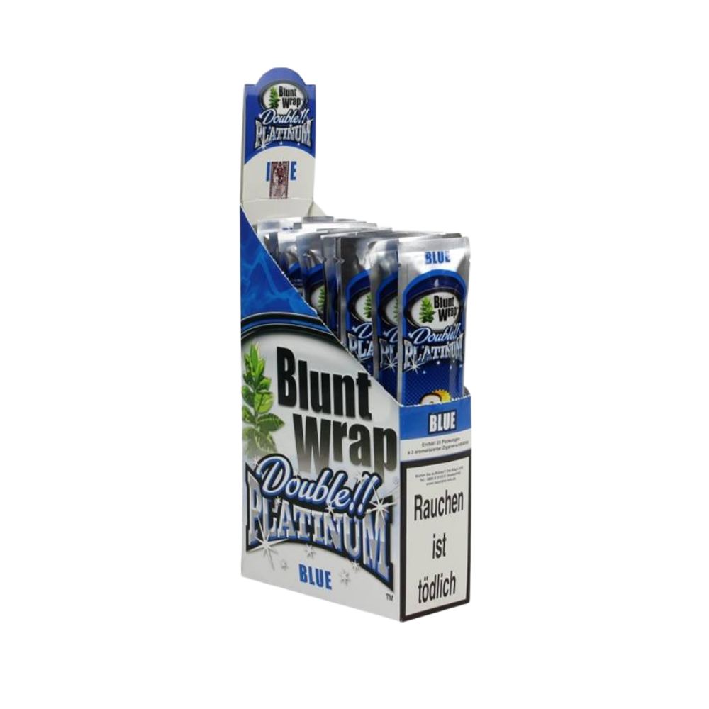BLWPB1 Blunt Wraps Double Platinum Blue 2-Pack 25/Box