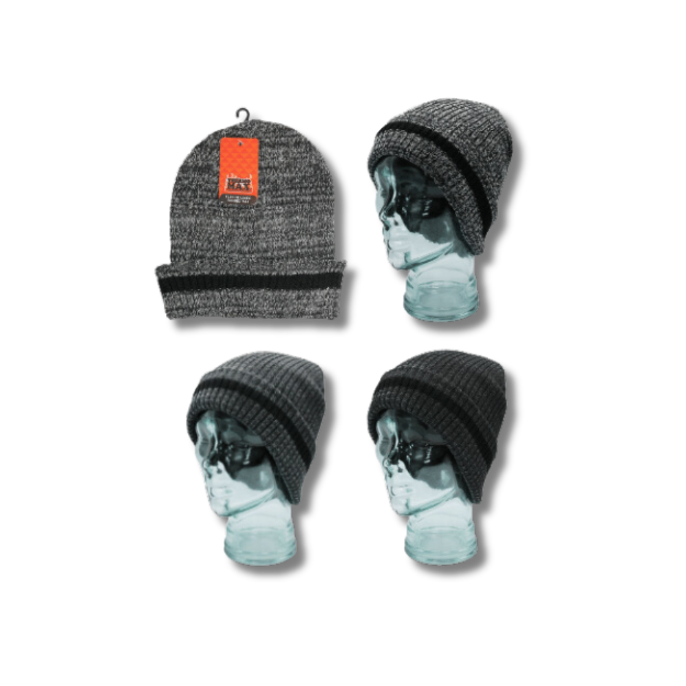 Winter Hats Pack of 12 8 Mens Thermal Max Fleece Lined Ribbed Hat