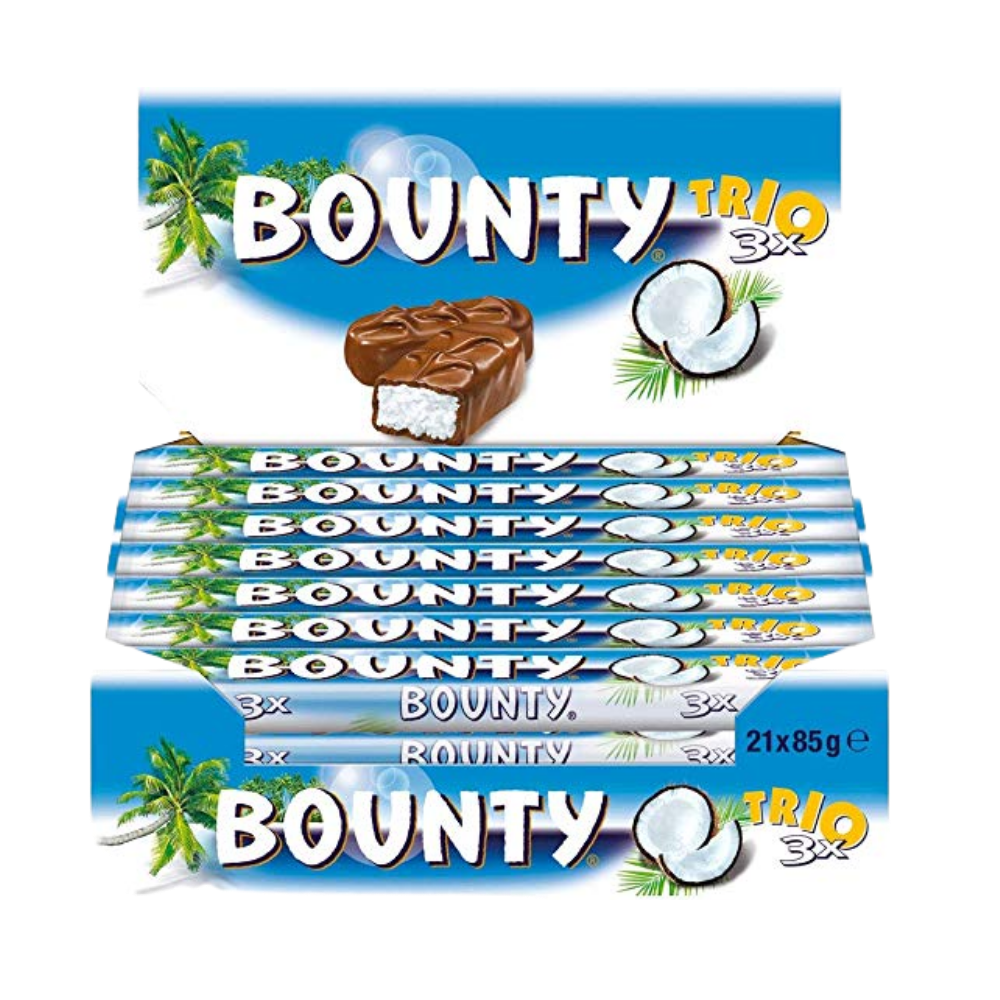 Bounty Chocolate Trio 3X Bar 85g Box of 21