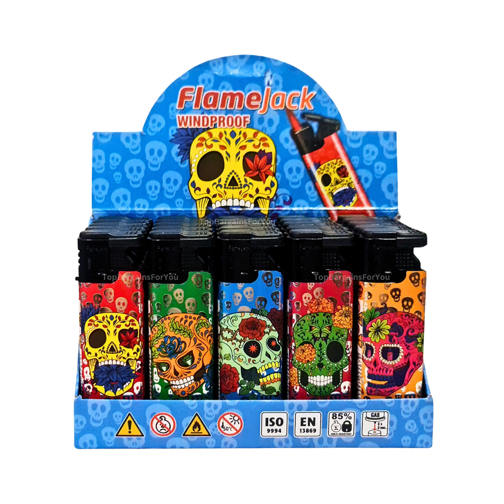 LIFJWPSR25 Lighters Windproof Skull and Roses X 25
