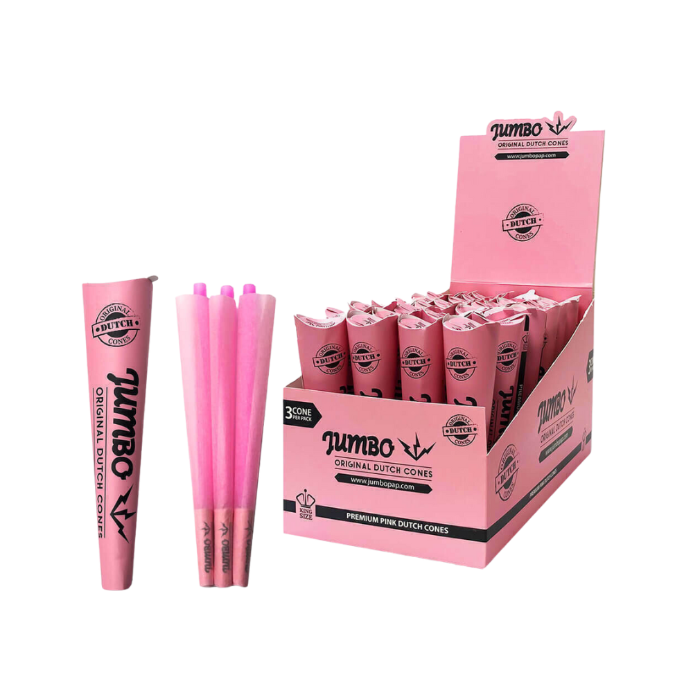 JUDOP3P Rolling Paper Jumbo Dutch Original Pink Pre Rolled King Size Cones Unbleached 3 Pack x 32