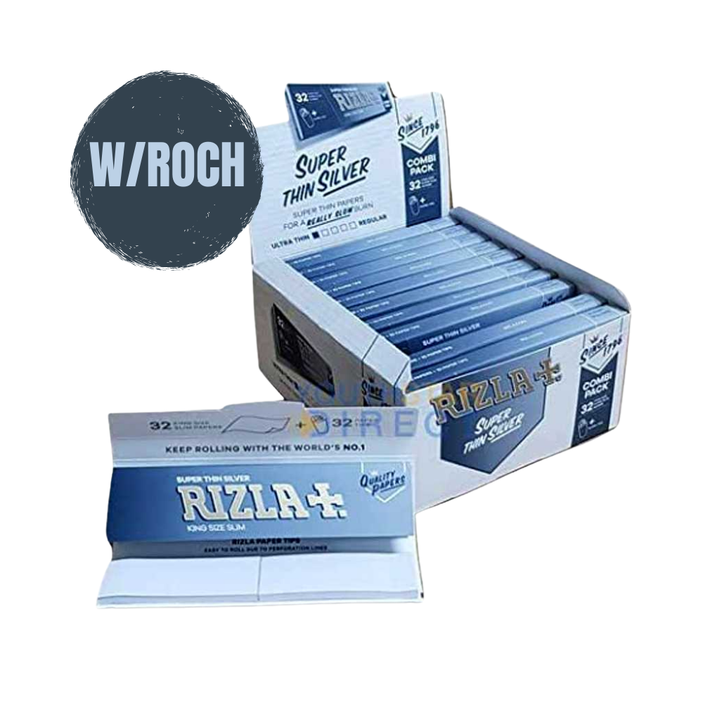 RIKSSCP Rizla Silver Combi Pack King Size Slim Rolling Paper + Filter Tips Box of 24