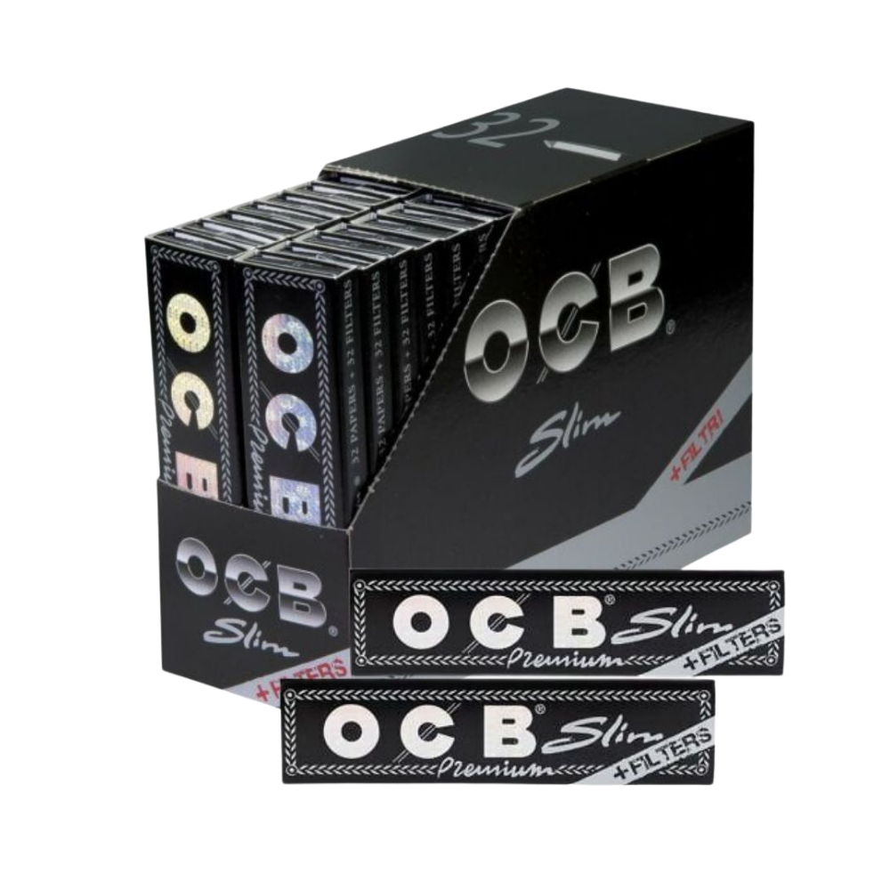 OCBBWF32 OCB Rolling Paper Black Slim With Filters Combi 32/Box