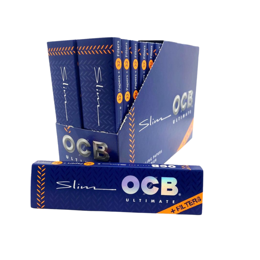 OCBBWTU32 OCB Rolling Paper Blue Ultimate Slim With Filters Combi Box of 32