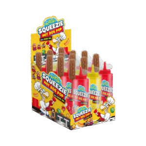 Crazy Candy Factory Squeezie Hot Dog Pop 80g Display of 12