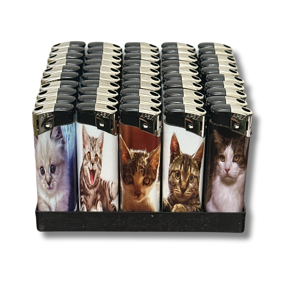 LIE50CATS Electronics Lighters Kittens Print Tray of 50