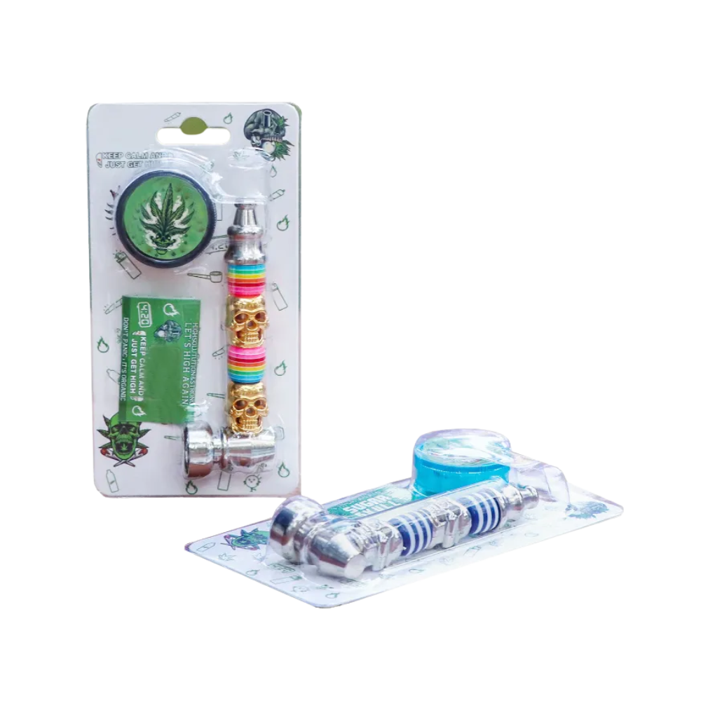 PISSM Pipe Set Small Grinder and Glass Pipe Pack of 12