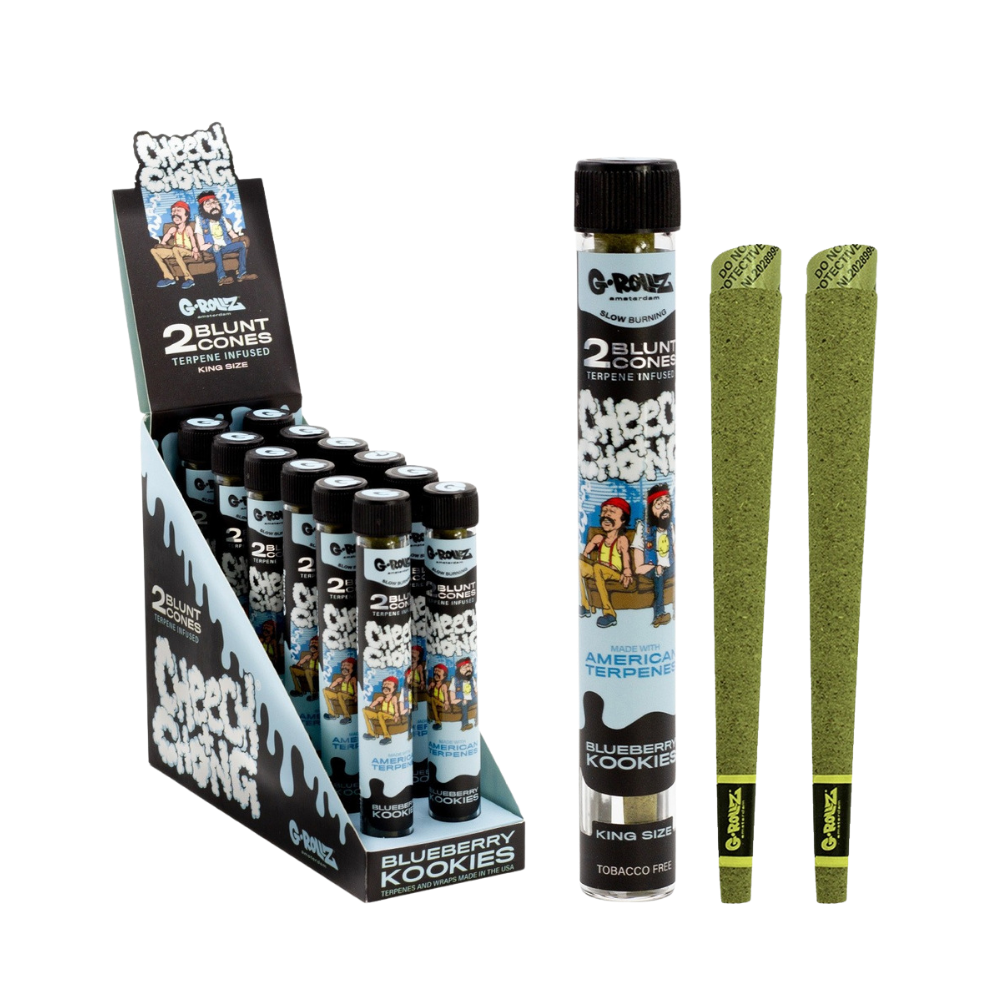 GRKSBK G-Rollz King Size Blunt Terpene Infused Cones Blueberry Kookies Display of 12