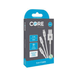Core 3-in-1 Cable 0.2m TPE White 2.4A/12W x 5