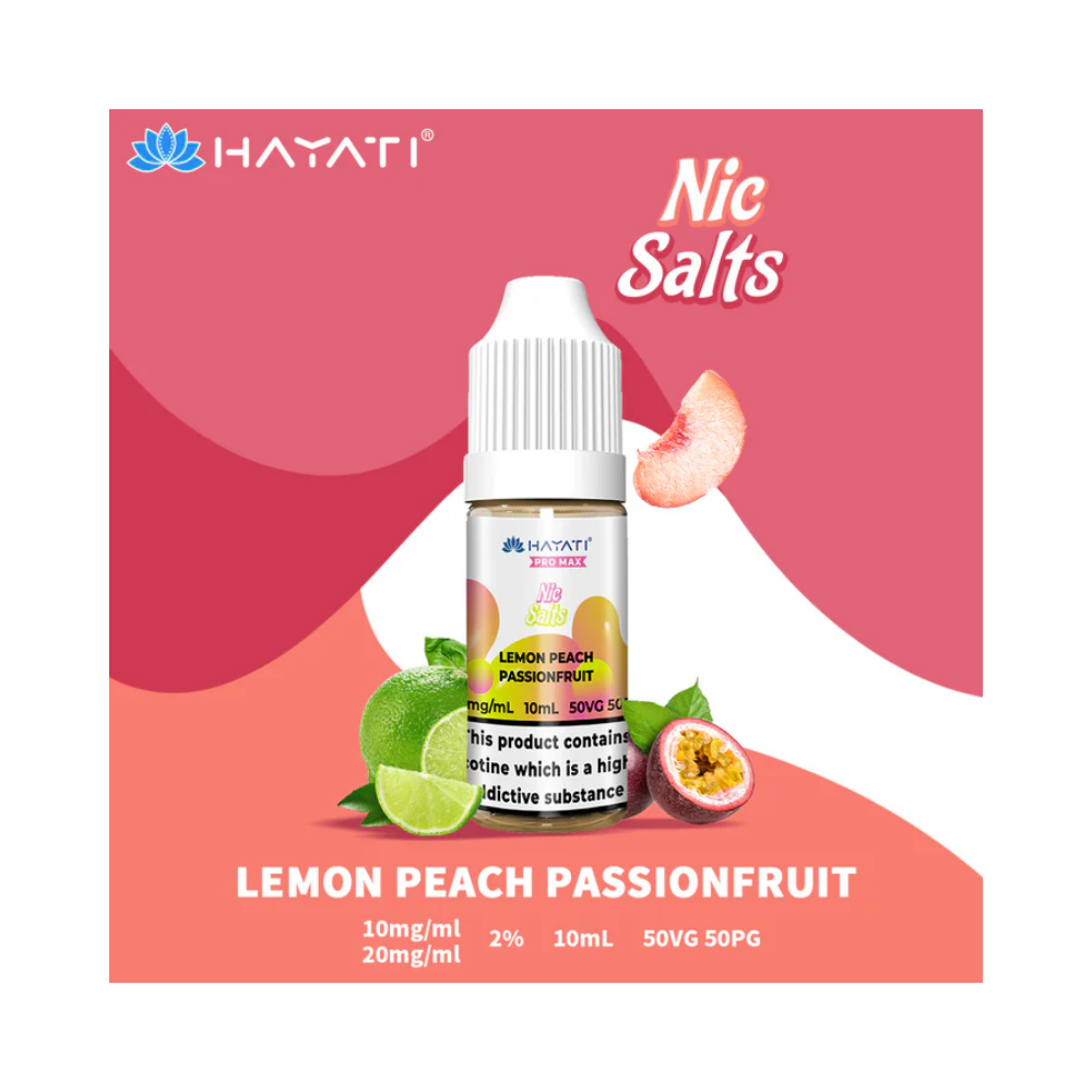 hayati promax nic salt 20mg-lemon peach passionfruit Hayati Pro Max Nic Salt 20mg Box of 10 - Lemon Peach Passionfruit