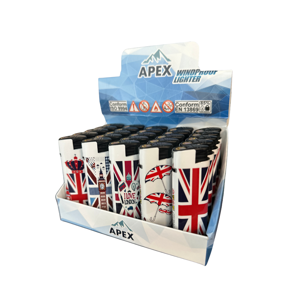 Apex Windproof Metal Lighters Display of 25 love london Apex Windproof Metal Lighters Display of 25 - Love London