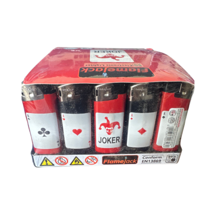Flamejack Electronic Printed Lighters Tray of 50 - Poker